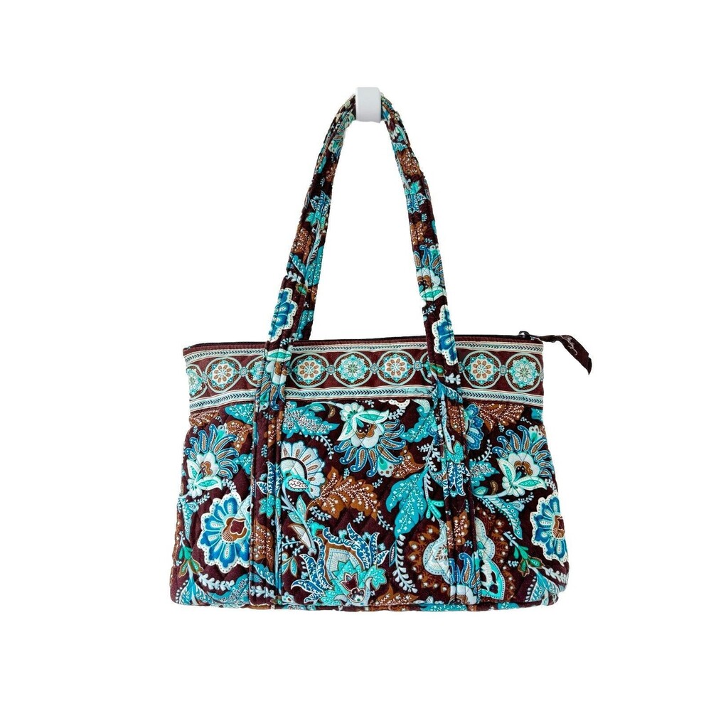 Vera Bradley Java Blue Turquoise & Brown Tote Shoulder Bag - Pre-owned